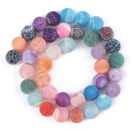 4/6/8/10/12mm Natural Colorful Frost Cracked Agates Stone Round Loose Spacer Beads For Jewelry Making DIY Bracelet Handmade