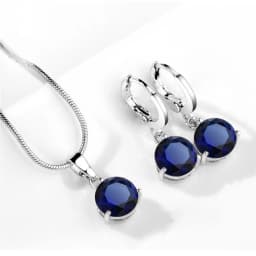 925 Sterling Silver Trendy Crystal Pendant Necklace Earrings Jewelry Set for Women Girls Wedding Engagement Fashion Jewelry