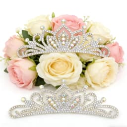 13*4CM Princess Rhinestone White Crown Applique For Craft Wedding Clothing Decor Patch DIY Headwear Hair Clip Accessories