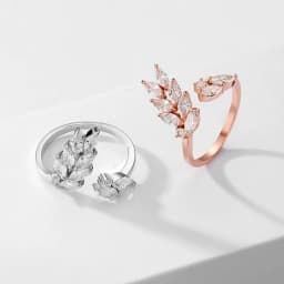 ZAKOL Fashion Wedding Ring for Women Leaf Shape Clear Cubic Zirconia Rings Party Jewelry Wholesale