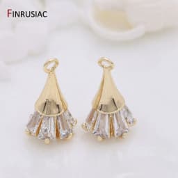 Supplies Of Jewellery 14K gold-plated copper metal inlaid zircon Flowers Pendant For Earrings Necklaces Findings Components