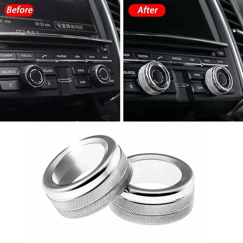 2PCS Car Volume Radio Knob Cover For Macan S Turbo Panamera S 911 Boxste Car Accessories Volume Knob Cover