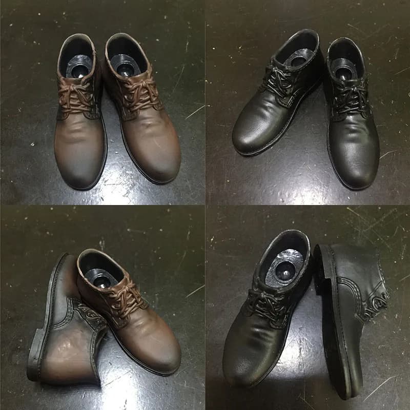 1/6 Male Leather Shoes Model Black Brown High Upper Boots Fit 12" Detachable Feet Action Figure Body Doll