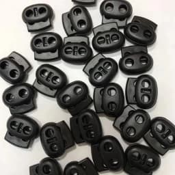 100Pcs Black Twin Hole Plastic Stopper Cord Locks Bean Drawstring Toggle Clip Apparel Shoelace Spring Button Size 4mm 5mm