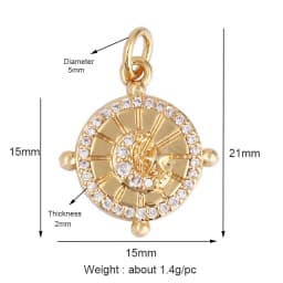 Dandelion Earth Star Heart Hand Cubic Zirconia CZ Paved Charm, 18K Real Gold Plated Colour , Craft Jewelry Supplies L87