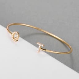 Qitian Custom Letter Bracelet Pave Initial Personalized Bangles For Women Unique Cuff Bracelets Crystal Bangle Jewelry Kpop Gift