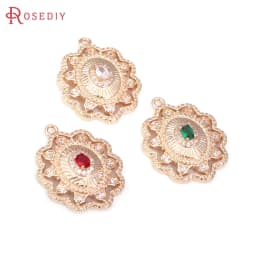 18K Gold Color Brass Zircon Glass Oval Shape Connect Charms Pendants High Quality Diy Jewelry Accessories Making Materials