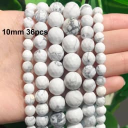 Natural Stones Matte White Howlite Turquoises Beads Tube Faceted Round Loose Seed Beads for Jewelry Making DIY Handmade Bracelet