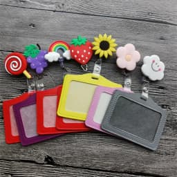 New Design 1 Piece Top Quality Retractable Nurse Badge Reel with ID Card Case Fashion Rainbow Sunflowers Students ID Case Holder