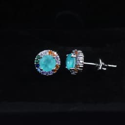 925 Sterling Silver Earrings 10*10mm Paraiba Tourmaline Gemstone Round Stud Earrings Jewelry For Women Jewelry Anniversary Gift