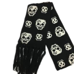 Scarf With Fringes For Men Black And White Stylish Knitted Wool Feel Long Fashion Scarf With Fringes Skull Crossbones