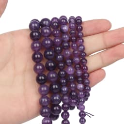 Natural Stone Beads Amethyst Round Beads Loose Spacer Crystal Quartz Beads for Jewelry Making DIY Handmade Bracelets Neckalces