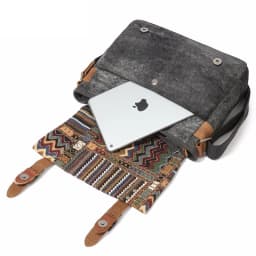 High Quality Waxed Canvas Shoulder Bag National Style Crossbody Bag Young Men Patchwork Color Flap Sling Bag