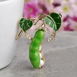 Enamel Green Pea Brooches For Women Gold-color Crystal Simulated Pearls Corsages Men Kids Sweater Suit Accessories Pins