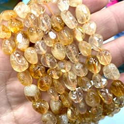 Natural Gemstone Yellow Citrine 8-10mm Irregular Stone Beads Crystal Charms Diy Women Bracelet Necklace for Jewelry Making 15''