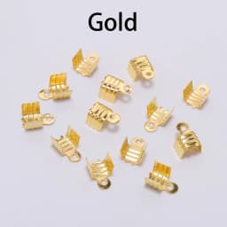 200Pcs 3 4 5 8mm Gold Cord End Tip Fold Over Three-wire Clasp Crimp Bead Connector For DIY Jewelry Making Finding Buckle Supply