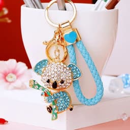 Cute Rhinestone Inlaid Koala Pendant Keychain Car Key Ring Holder Bag Charm Lovely Hanging Bag Decoration Jewelry Gift Fashion