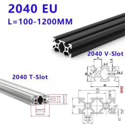 1Pcs 2040 V/T-Slot Aluminum Profile Extrusion 100 200 300 400 500 -1000mm Aluminum Extrusion Rail 20x40mm for DIY 3D Printer CNC