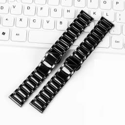 22mm Black High-Grade Bright Ceramic Strap Bracelet Watchbands for Armani Watch AR1507 AR1509/70002 AX7105 Ceramic Watch