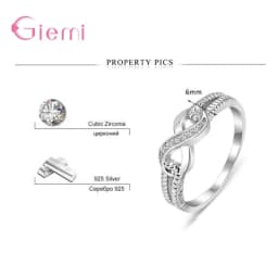Fashion Trendy Infinity Ring 925 Sterling Silver Wedding Gift Love Forever Ring for Women Girl Cubic Zircon Fine Jewelry Gifts