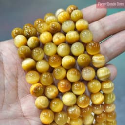 Smooth Gold Tiger Eye Agates Natural Stone Round Beads DIY Charms Bracelet Necklace for Jewelry Making 15" Strand 6 8 10 12MM