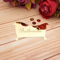 1pcs 16.4x9.5cm Bathroom Entrance Sign Acrylic Mirror Surface Door 3d Wall Sticker Home Decoration