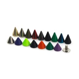 10pcs Colored Brass Bullet Cone Spikes Punk Studs Bag Clothes Parts Leather Craft Phone Case DIY Decor Accessories
