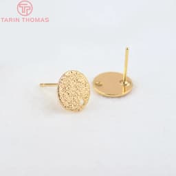(2307)10PCS 10MM 15MM Hole 1MM 24K Gold Color Brass Matte Round Stud Earrings High Quality Jewelry Making Findings Accessories
