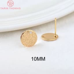(2307)10PCS 10MM 15MM Hole 1MM 24K Gold Color Brass Matte Round Stud Earrings High Quality Jewelry Making Findings Accessories