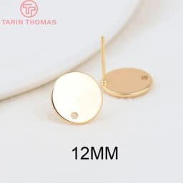 (2307)10PCS 10MM 15MM Hole 1MM 24K Gold Color Brass Matte Round Stud Earrings High Quality Jewelry Making Findings Accessories