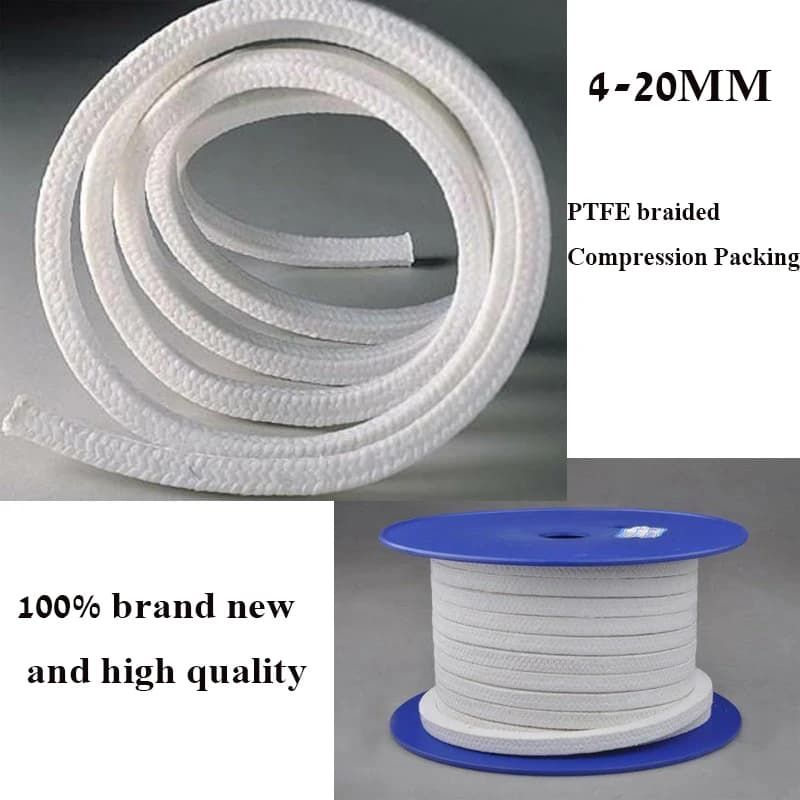 NEW 0.5/1/2m 4-20MM PTFE Braided Compression Packing Acrylic Fiber Packing PTFE Filled Gland Rope Gland Packing
