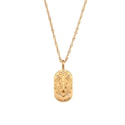 E.B.belle Trendy Personality Square Stainless Steel Pendant Embossment 12 Constellation Sign PVD Gold-plating Necklace For Women