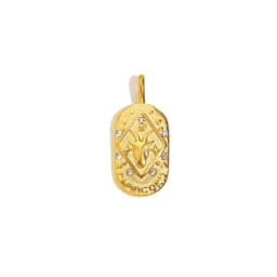 E.B.belle Trendy Personality Square Stainless Steel Pendant Embossment 12 Constellation Sign PVD Gold-plating Necklace For Women
