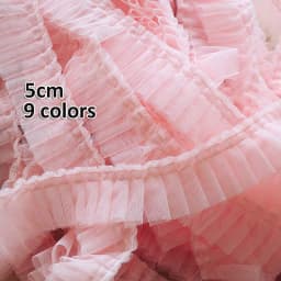 2 Meters Ruffle Mesh Lace 5CM Pleated Fold Collar Sewing Trim Ribbon DIY Crafts Clothes Wedding Dress Supply