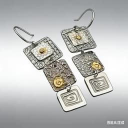 Punk Geometric Carved Square Dangle Earrings Women Tribal Jewelry Vintage Metal Handmade Long Hook Earrings Gift