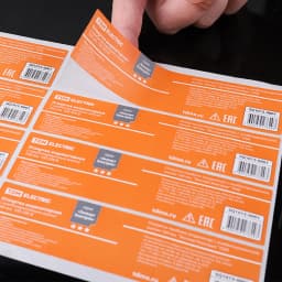 Customized Rectangle Orange Packing Sticker Coated Paper Barcode Adhesive Labels Printing Self Seal Package Labels Matte