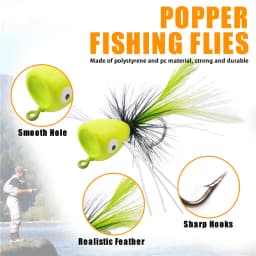 5Pcs Bass Foam floating Popper Jig head Fly Fishing Lure Topwater Panfish Bluegill Bugs Assorted Poppers Artificial Bait Tackle