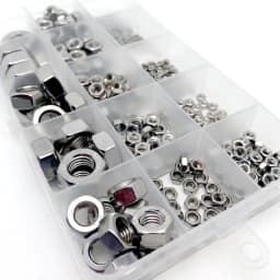 220/294pcs M1 M1.2 M1.4 M1.6 M2 M2.5 M3 M3.5 M4 M5 M6 M8 M10M12M16 304 Stainless Steel DIN934 Hex Hexagon Nut Set Assortment Box