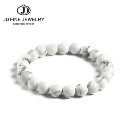 JD Natural White Howlite Turquoise Stone Bead Bracelets Women Fashion Simple Couple Distance Stretch Bangles Charm Wrist Jewelry