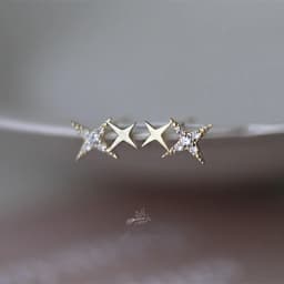 925 Sterling Silver Micro Inlaid Crystal Four-Pointed Star Plating 14k Gold Earrings Women Small Cute Banquet Jewelry