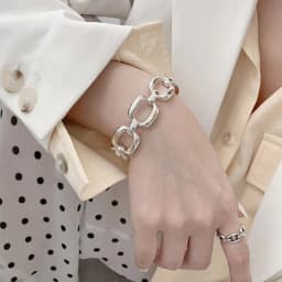 FOXANRY Stamp Bracelets for Women Trend Hip Hop Vintage Thick Chain Creative Hollow Geometric Design Party Jewelry