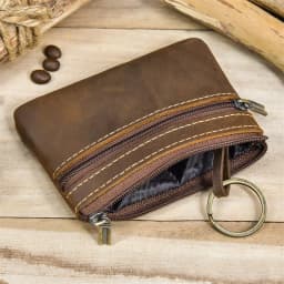 Luufan Genuine Leather Zipper Coin Wallet Men Wowen Natural Leather Small Short Purse Card Holder Cash Clutch Wallets Key Ring