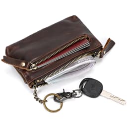 Luufan Genuine Leather Zipper Coin Wallet Men Wowen Natural Leather Small Short Purse Card Holder Cash Clutch Wallets Key Ring