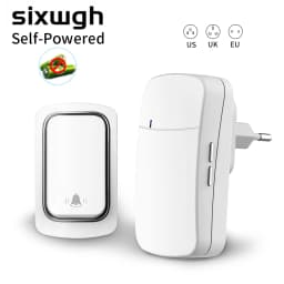 SIXWGH Wireless Doorbell No Battery Required Waterproof Self-Powered Door Bell Sets Home Outdoor Kinetic Ring Chime Doorbell