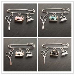 Popular enamel sewing machine brooch pins Fashionable iron scissors Cute iron brooch accessories Small gifts for friends