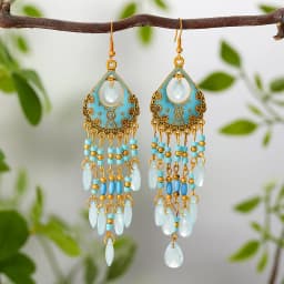 Bohemian Antique Gold Color Long Water Drop Tassel Earrings for Women Vintage Colorful Geometric Drop Dangle Earrings Jewelry