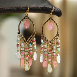 Bohemian Antique Gold Color Long Water Drop Tassel Earrings for Women Vintage Colorful Geometric Drop Dangle Earrings Jewelry