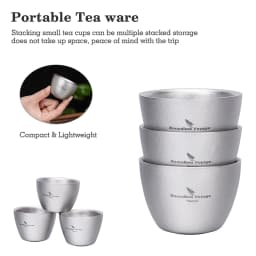 Boundless Voyage 40ml Titanium Tea Cups Mini Double-walled Sake Cup Wine Mug Outdoor Camping Tableware Durable Drinkware