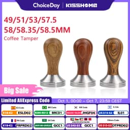 Coffee Tamper 41mm 49mm 51mm 53mm 57.5mm 58.35mm Wooden Handle Stainless Steel Delonghi Breville Barista Espresso Accessories