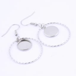 10pcs Stainless Steel charm Hoop Earring Base Blanks 12mm Cabochon Setting Bezels Diy Ear Hooks Findings